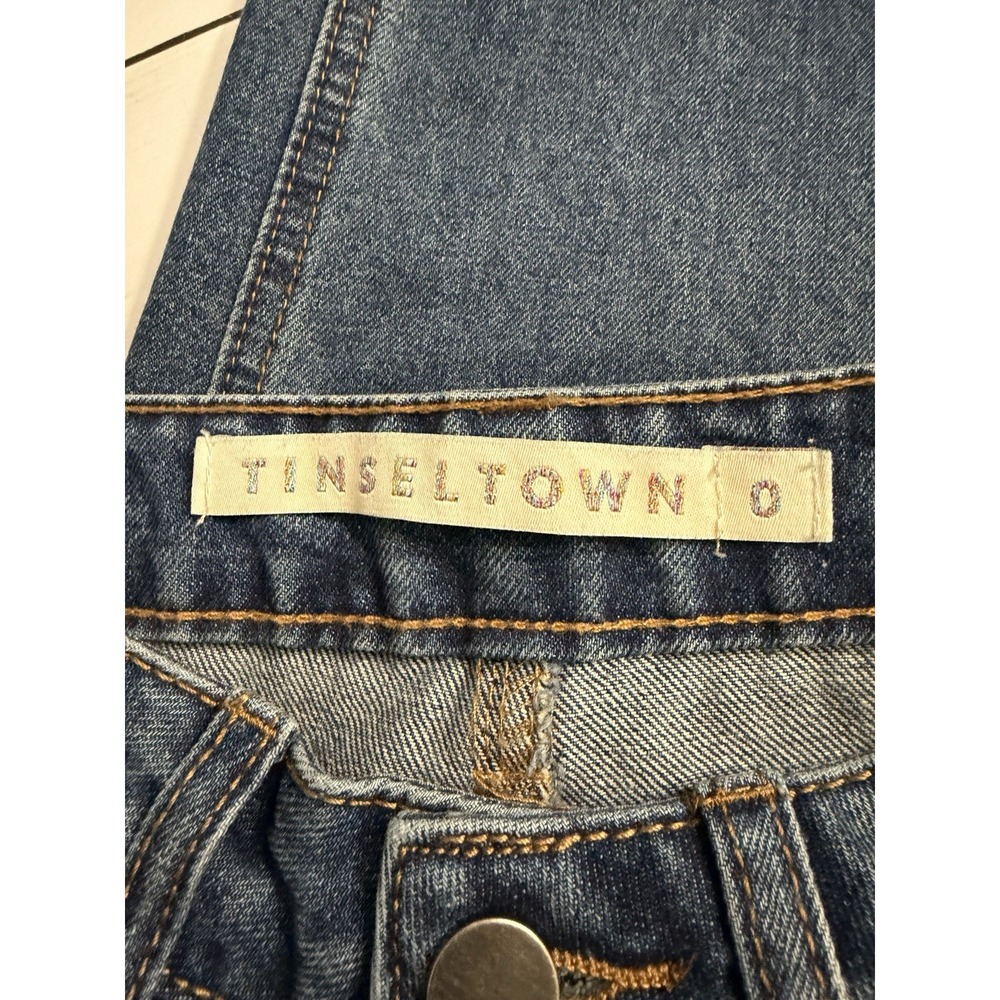 Tinseltown High Waist Wide Leg Cuffed Jeans High Rise Med Wash Womans Sz 0 - Picture 6 of 8